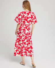 Chico's Floral Ruffle-Sleeved Midi Dress ECRU