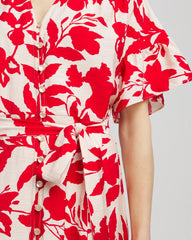 Chico's Floral Ruffle-Sleeved Midi Dress ECRU