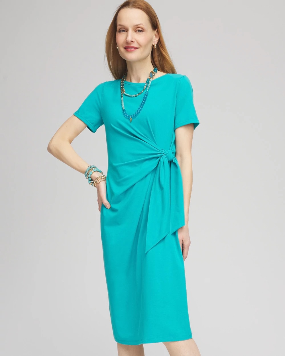 Chico's Twist Tie-Front Dress SEASPRAY