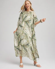 Chico's Crinkle-Chiffon Kaftan Dress ECRU