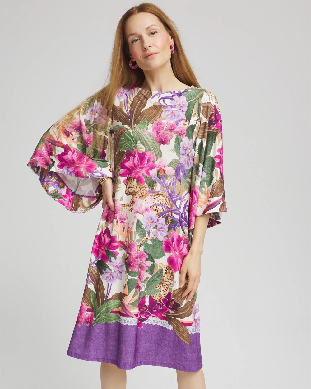 Chico's Island Angel-Sleeve Boat Neck Dress ECRU