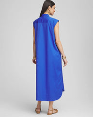 Chico's Popover Poplin Maxi Dress RICH COBALT