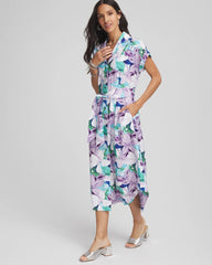 Chico's Hammered Rayon Midi Shirtdress MULTI