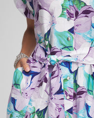Chico's Hammered Rayon Midi Shirtdress MULTI