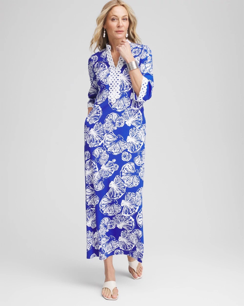 Chico's Shell Story Maxi Dress RICH COBALT