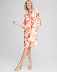 Chico's Embellished Linen Kurta Dress ECRU