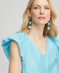 Chico's Cotton-Silk Voile Popover Dress PARADISO BLUE