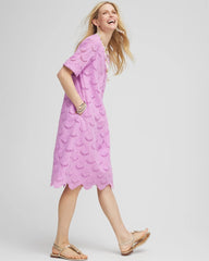 Chico's Eyelet Popover Dress LAVENDER SKIES