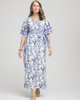 Chico's Surplice Matte Satin Maxi Dress ALABASTER
