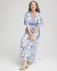 Chico's Surplice Matte Satin Maxi Dress ALABASTER