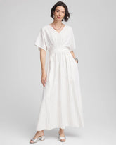 Chico's Metallic Striped Maxi Dress ECRU
