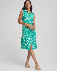 Chico's Rayon Silk Sleeveless Shirtdress EDEN GREEN