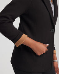 Chico's Single-Breasted Sweater Blazer BLACK