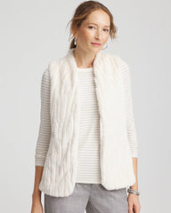 Chico's Elongated Faux Fur Vest ENGLISH CREAM