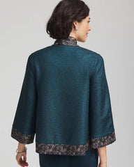 Chico's Travelers™ Collection Crystal Crushed Reversible Jacket TEAL SHADOW