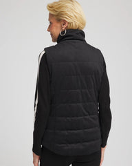 Chico's Zenergy® Reversible Velvet Puffer Vest BLACK