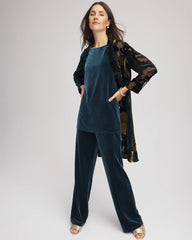 Chico's Travelers™ Collection Floral Burnout Kimono Jacket TEAL SHADOW