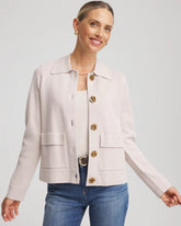 Chico's Button-Front Cardigan Jacket SMOKEY TAUPE