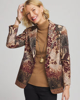 Chico's Artisanal Print Ponte Blazer GRAPHITE GRAY