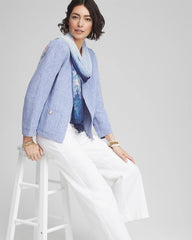 Chico's Collarless Linen Blazer BLUE