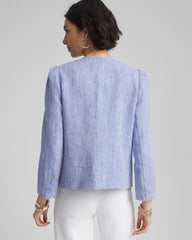 Chico's Collarless Linen Blazer BLUE