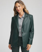 Chico's Faux Leather Blazer DARKEST SPRUCE