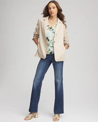 Chico's Faux Leather Blazer IVORY WHEAT