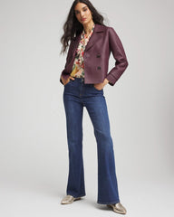 Chico's Faux Leather Trench Coat BLACKENED BURGUNDY