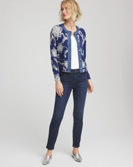 Chico's Floral Lady Jacket DUSKY BLUE