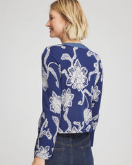 Chico's Floral Lady Jacket DUSKY BLUE