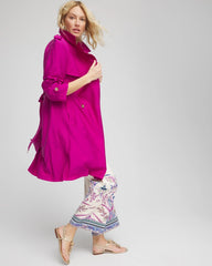 Chico's Double-Breasted Trench Coat PURPLE CLOVER