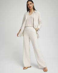 Chico's Linen Blend Stretch Stripe Blazer FLAX