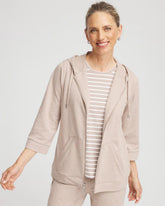 Chico's Zenergy® French Terry Full-Zip Jacket LIGHT TAUPE HEATHER