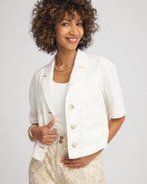 Chico's Soft-Stretch Short Cotton Shacket ECRU