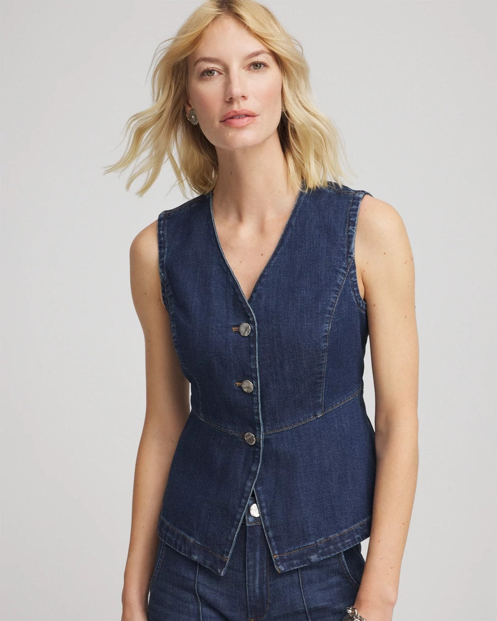 Chico's Sleeveless Denim Vest BISCAYNE INDIGO