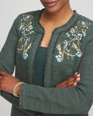 Chico's Embroidered Cotton-Blend Jacket DARKEST SPRUCE