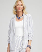 Chico's Striped Linen Stretch Blazer ALABASTER