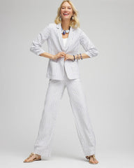 Chico's Striped Linen Stretch Blazer ALABASTER