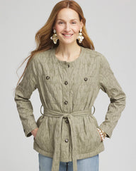 Chico's Jacquard Gauze Belted Field Jacket WASHED SAGE