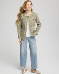 Chico's Jacquard Gauze Belted Field Jacket WASHED SAGE