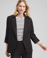 Chico's Linen Blend Stretch Blazer BLACK