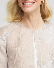 Chico's Travelers™ Collection Metallic 3/4 Sleeve Jacket CAFE AROMA