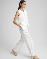 Chico's Linen Button-Front Shirt Vest ALABASTER