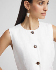 Chico's Linen Button-Front Shirt Vest ALABASTER