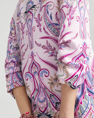 Chico's Ruched Sleeve Paisley Blazer LAVENDER SKIES