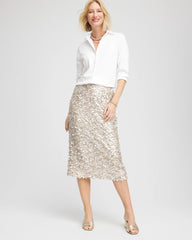 Chico's Sequins Party Pencil Skirt CHAMPAGNE FIZZ