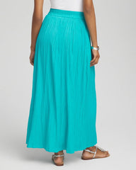 Chico's Pull-on Pleated Maxi Skirt SEASPRAY