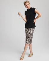 Chico's Travelers™ No Tummy Animal-Print Pencil Skirt DEEP TAUPE