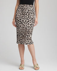 Chico's Travelers™ No Tummy Animal-Print Pencil Skirt DEEP TAUPE
