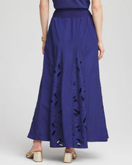 Chico's Godet Maxi Eyelet Skirt BLUE CASA